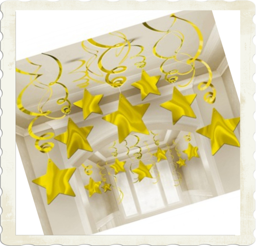 Silvester Dekoration Swirls Sterne Wirbler in Gold